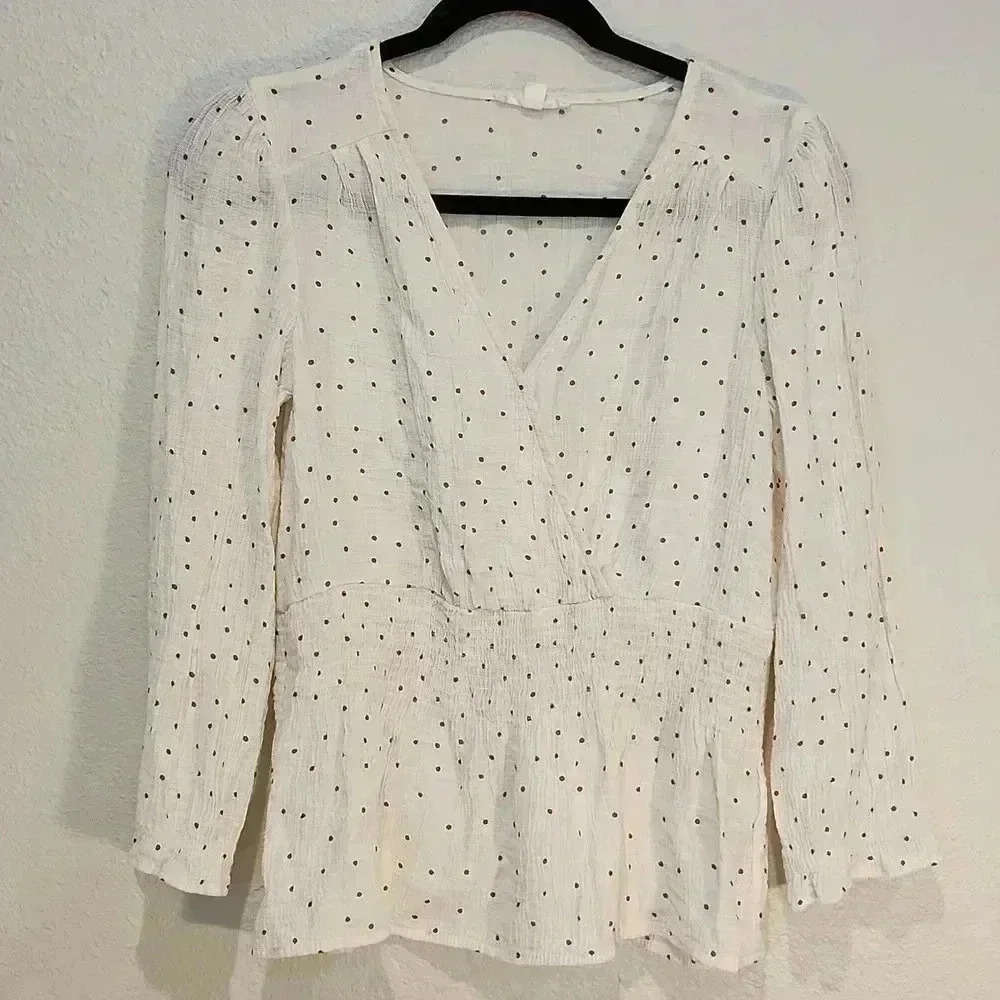E&M Long Sleeve Polka Dot  Blouse Size S